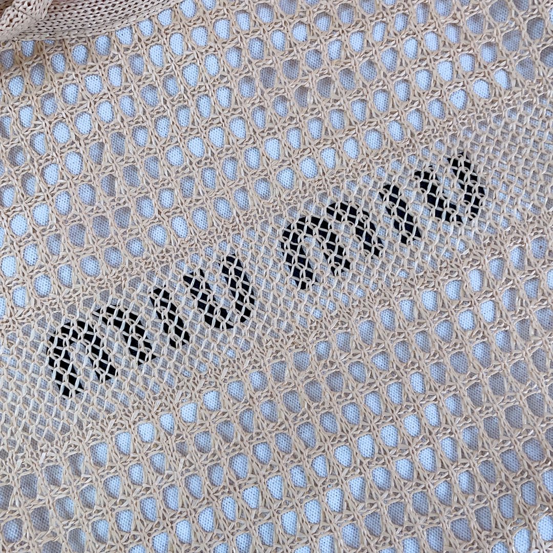 Miumiu - IVY raffia-effect and linen bag
