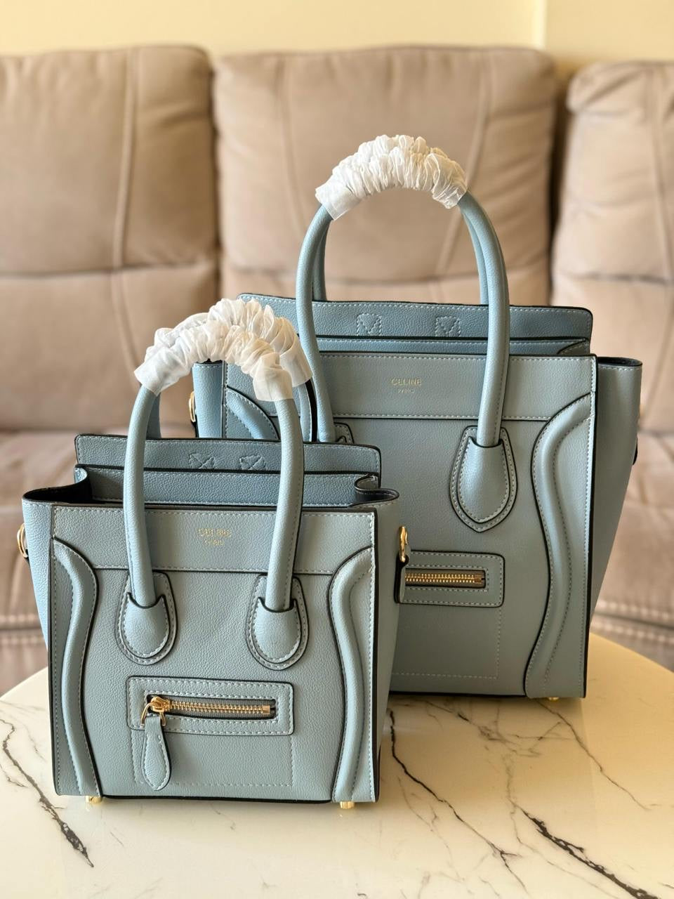 Celine - Sac à Main 21cm & 26cm Vert/Rouge/Beige/Noir/Blanc/Marron Blanc/ Noir Blanc/ Bleu