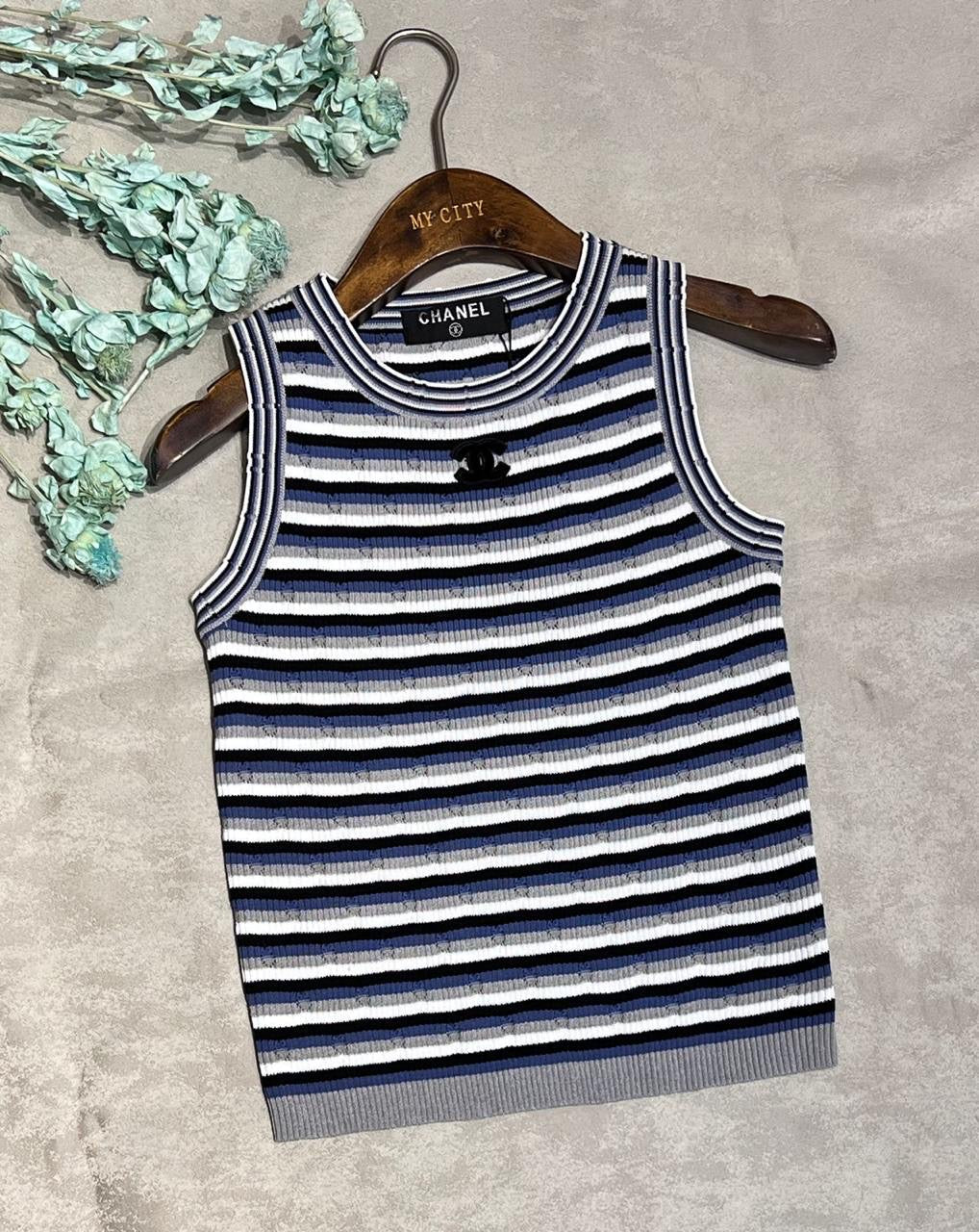 Chanel - T-Shirt à rayure Bleu/Blanc