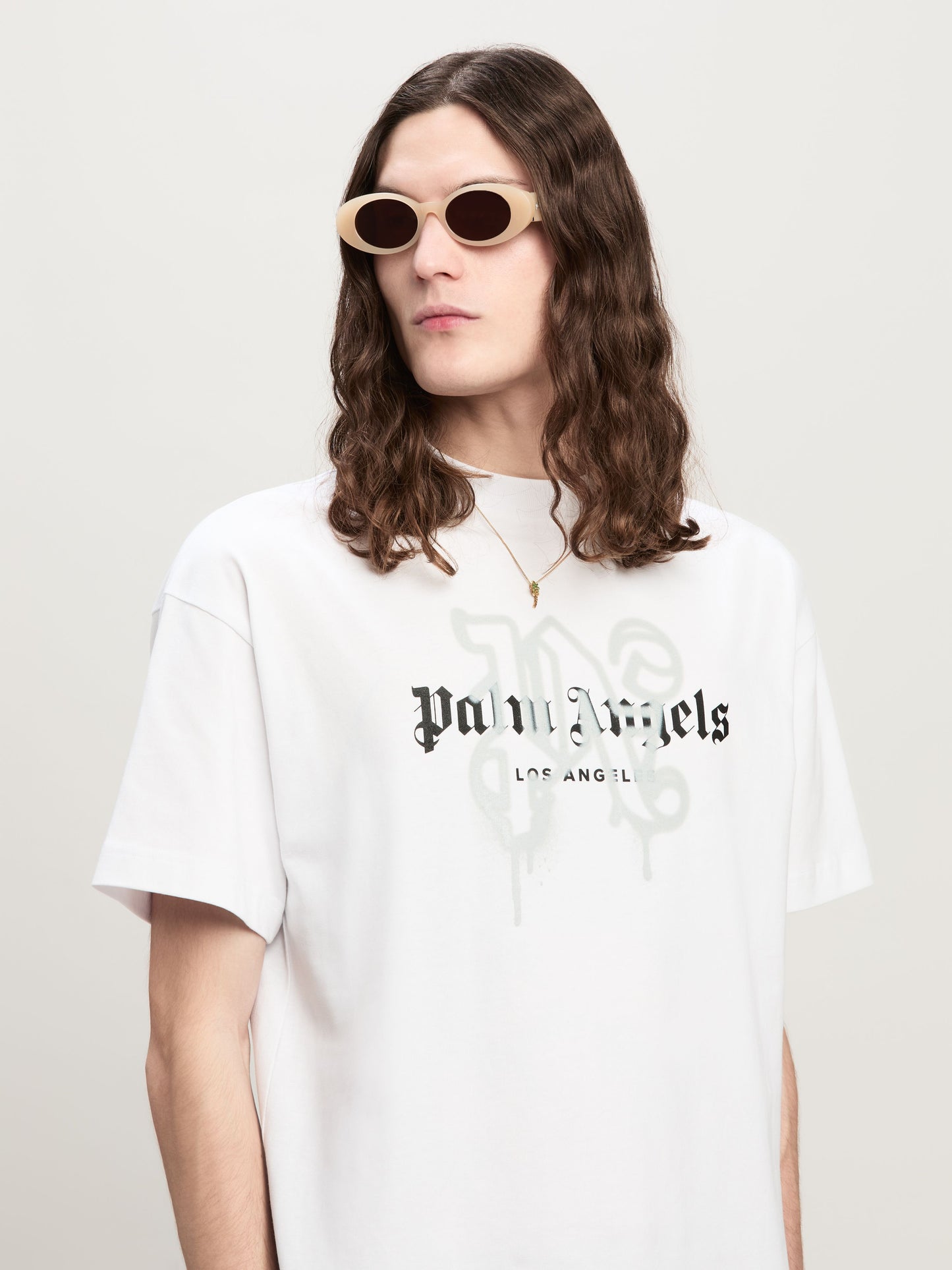 Palm Angels - T-shirt Monogram Spray City Los Angels Blanc