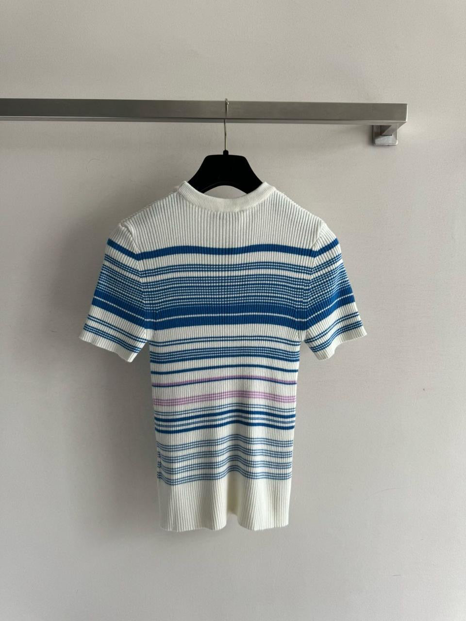 Chanel - T-Shirt à rayure Rose/Blanc/Noir