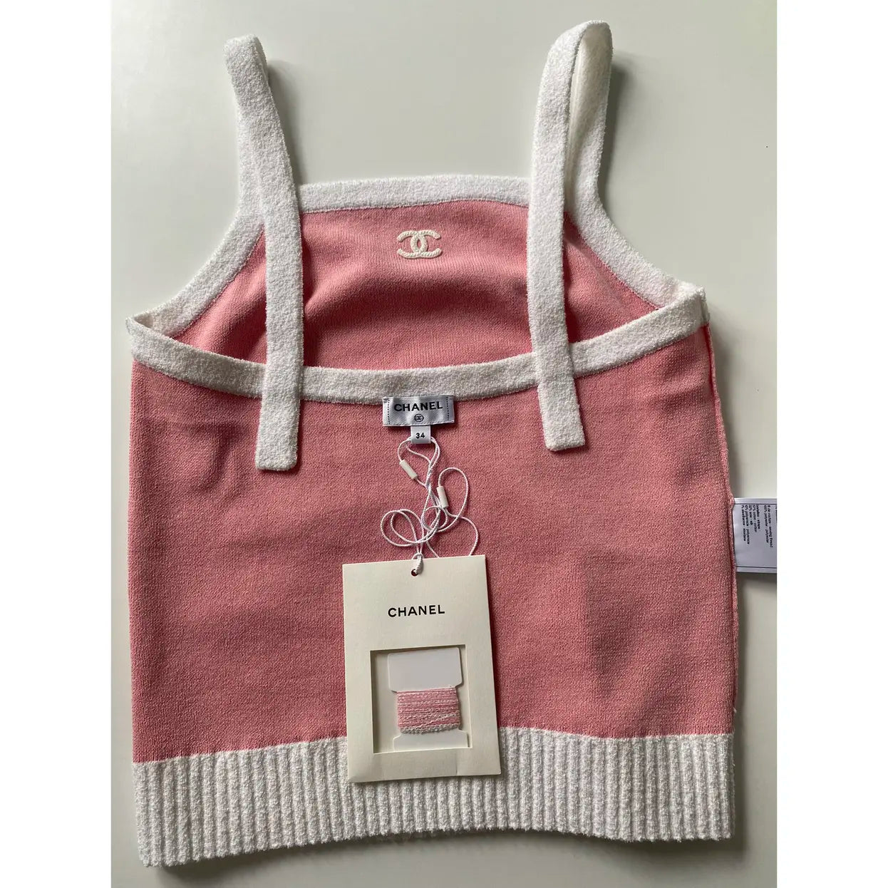 Chanel - Top à bretelles en coton Rose Clair