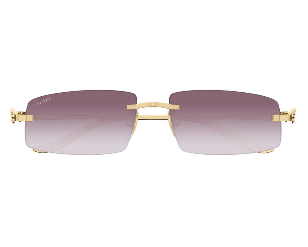 Cartier - Lunettes de Soleil Cartier Panthère Monture Doré Verres Violet
