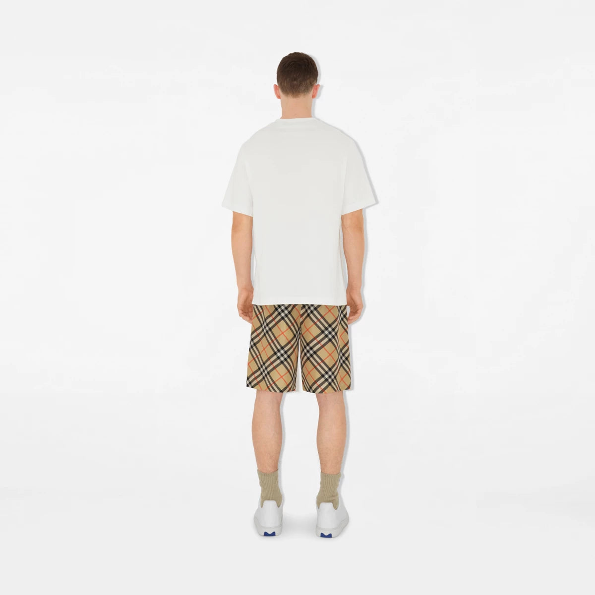 Burberry - Short en soie Check Sable