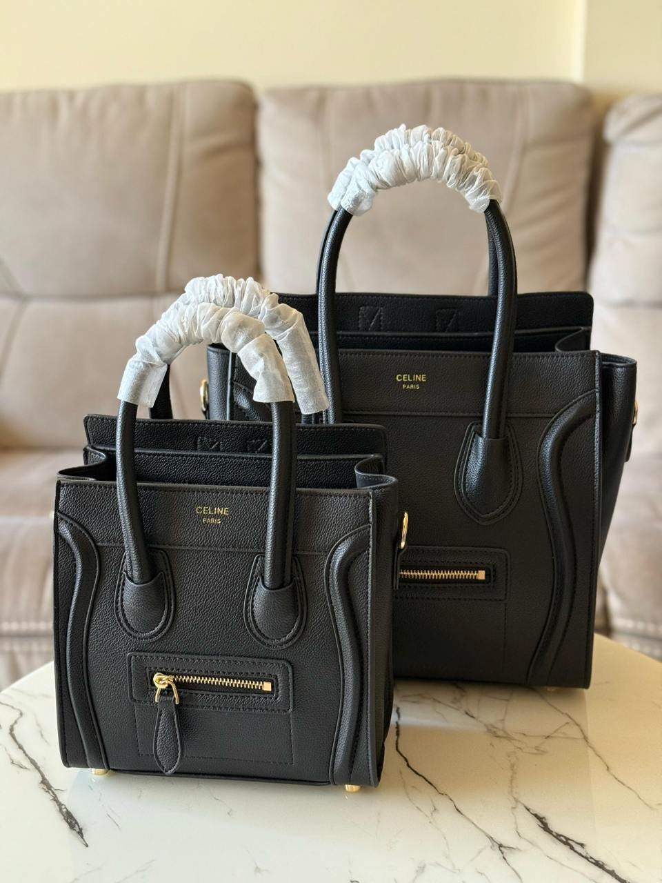 Celine - Sac à Main 21cm & 26cm Vert/Rouge/Beige/Noir/Blanc/Marron Blanc/ Noir Blanc/ Bleu