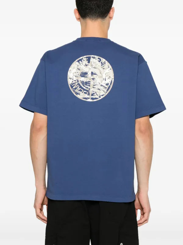 Stone Island - T-shirt à logo imprimé Bleu Océan