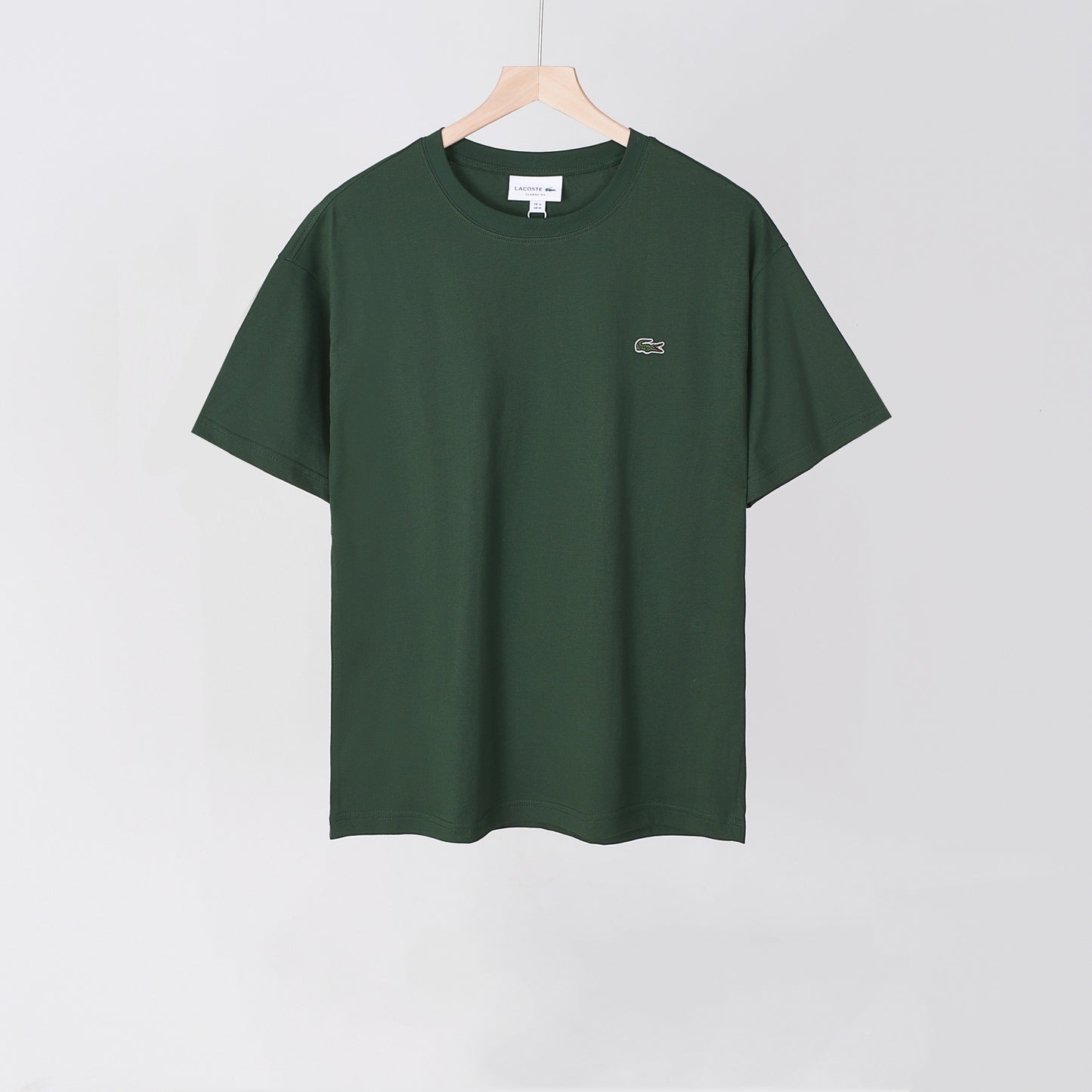 Lacoste - T-shirt en coton avec logo brodé Vert Foncée