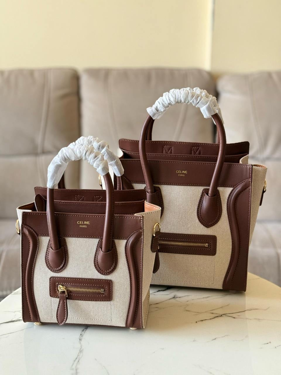 Celine - Sac à Main 21cm & 26cm Vert/Rouge/Beige/Noir/Blanc/Marron Blanc/ Noir Blanc/ Bleu