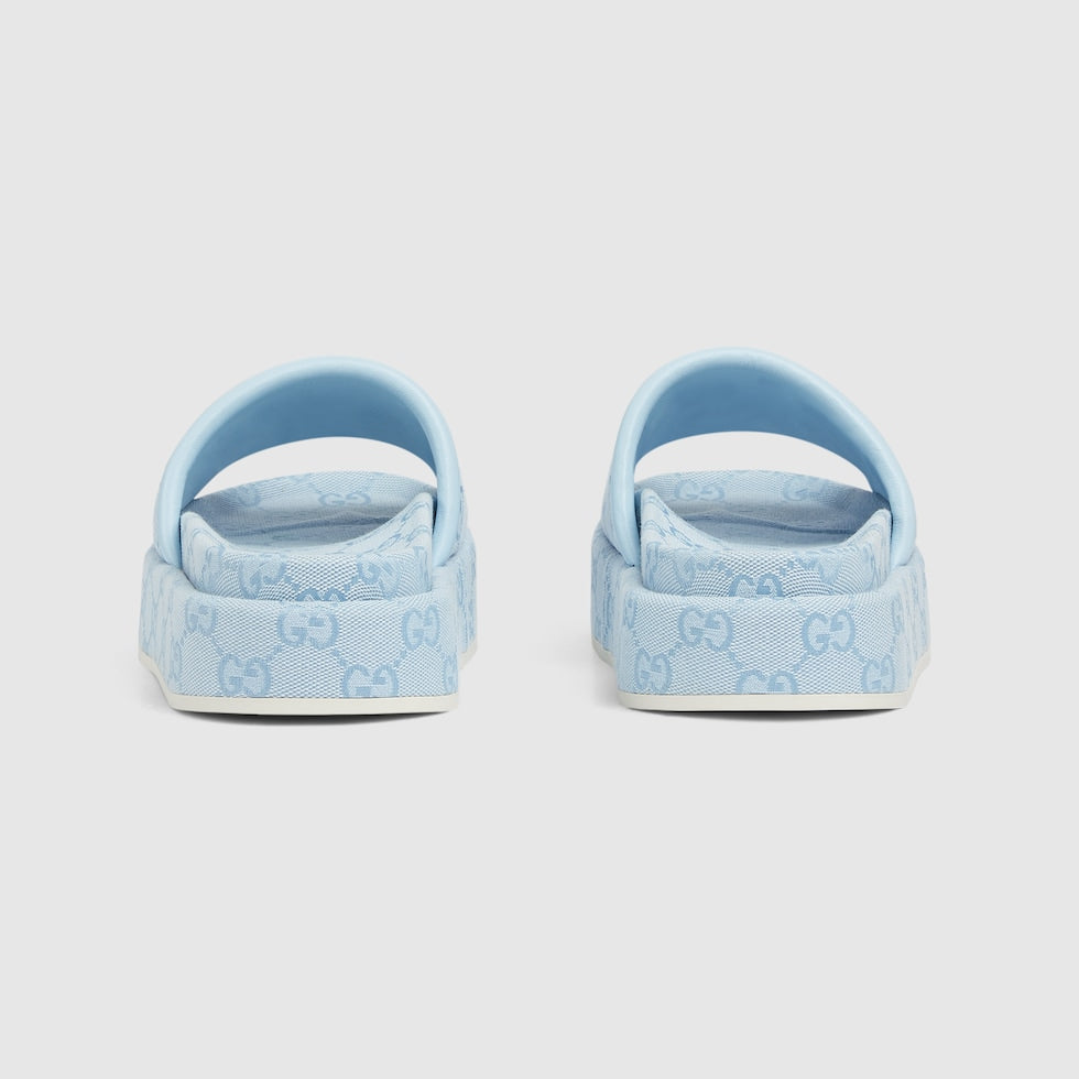 Gucci - Sandales GG Compensées Bleu Clair