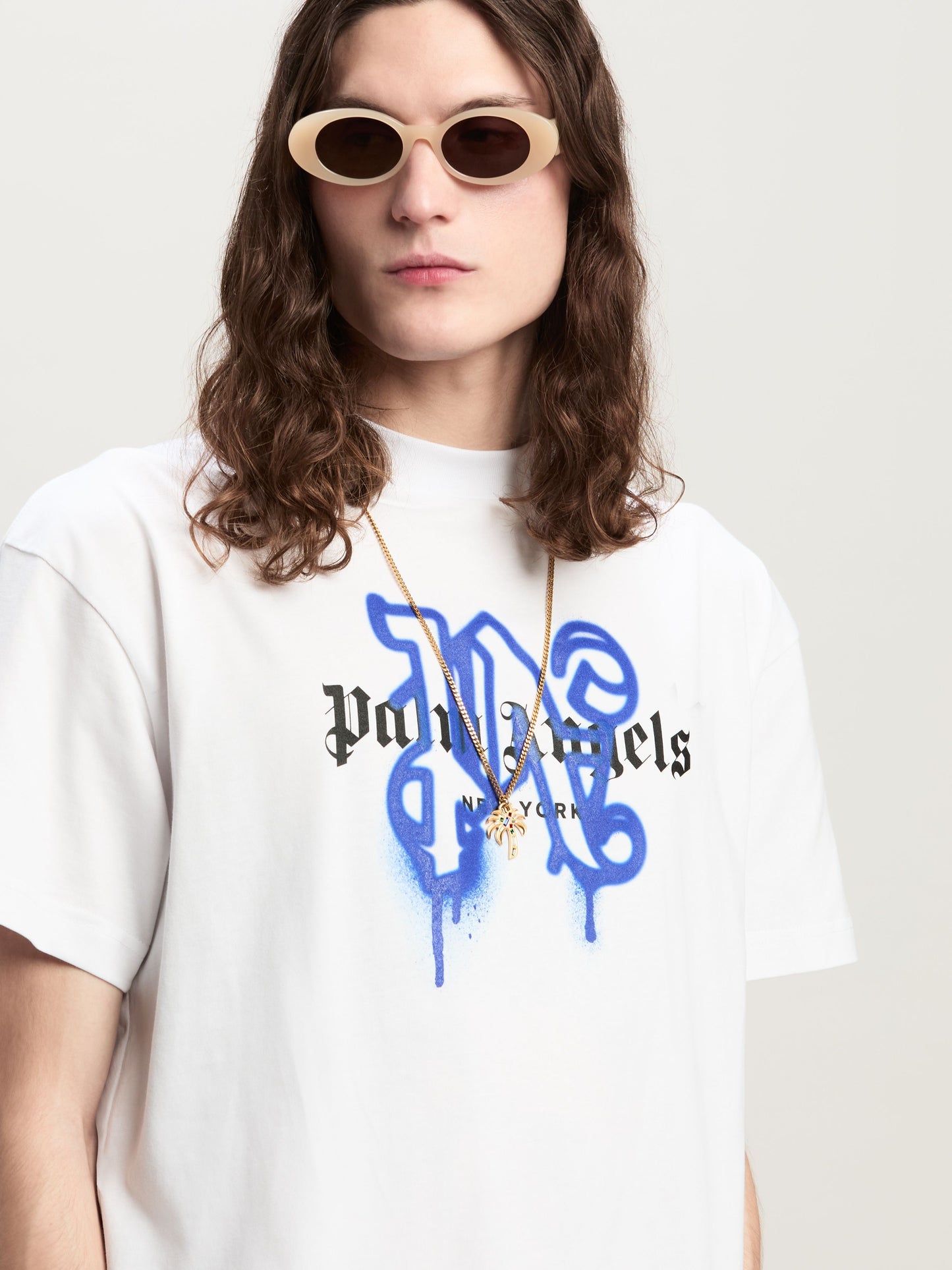 Palm Angels - T-shirt Monogram Spray City New York Blanc
