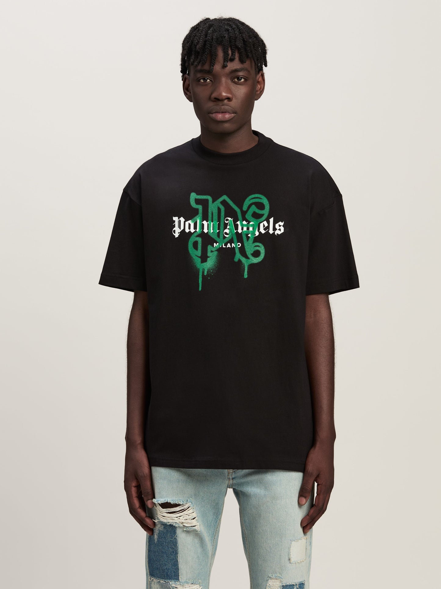 Palm Angels - T-shirt Monogram Spray City Milano Noir