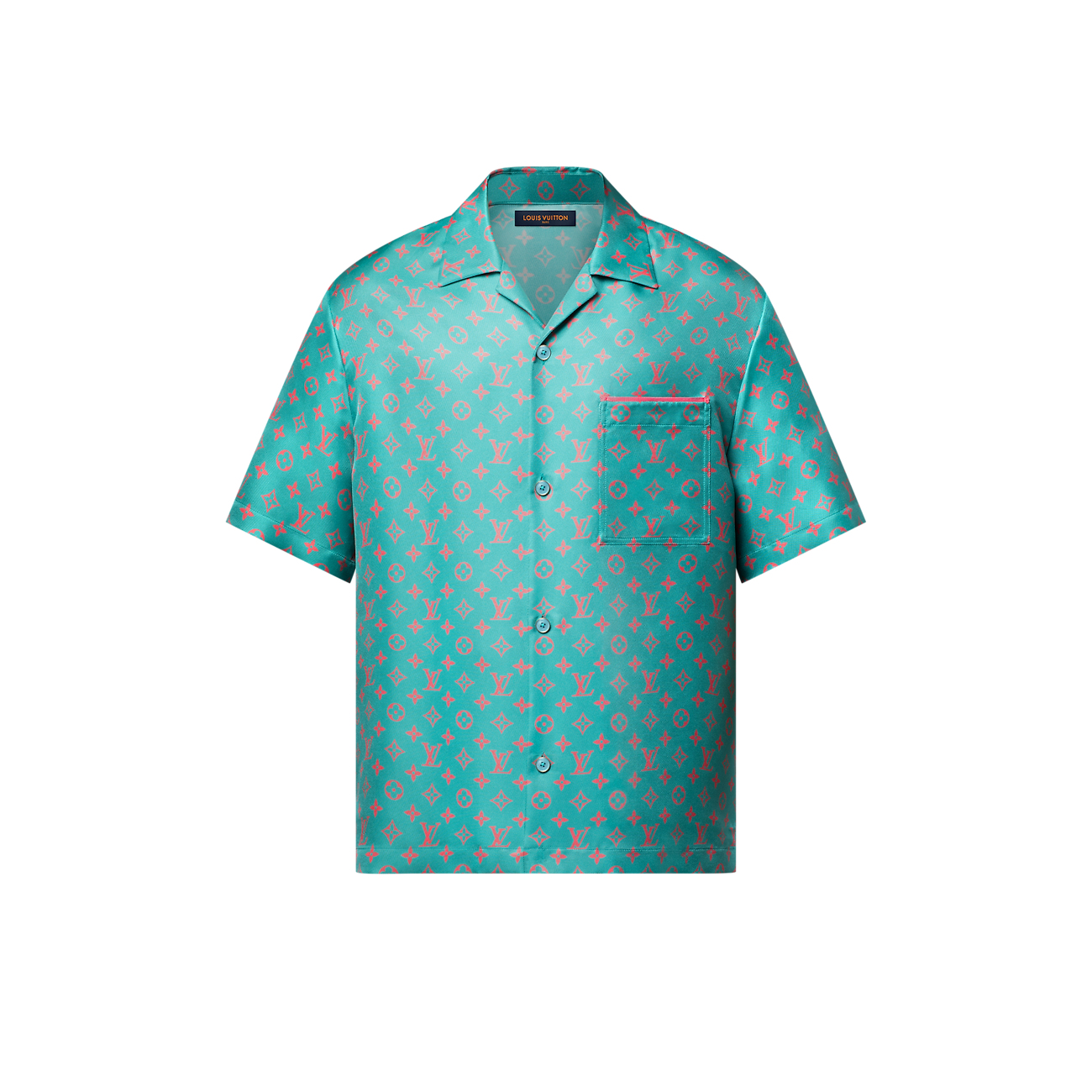 Louis Vuitton - Chemise manches courtes Monogram en soie Rose Strawberry Ice