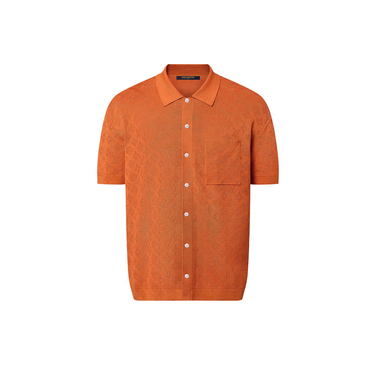 Louis Vuitton - Chemise manches courtes Monogram en pointelle de coton Orange