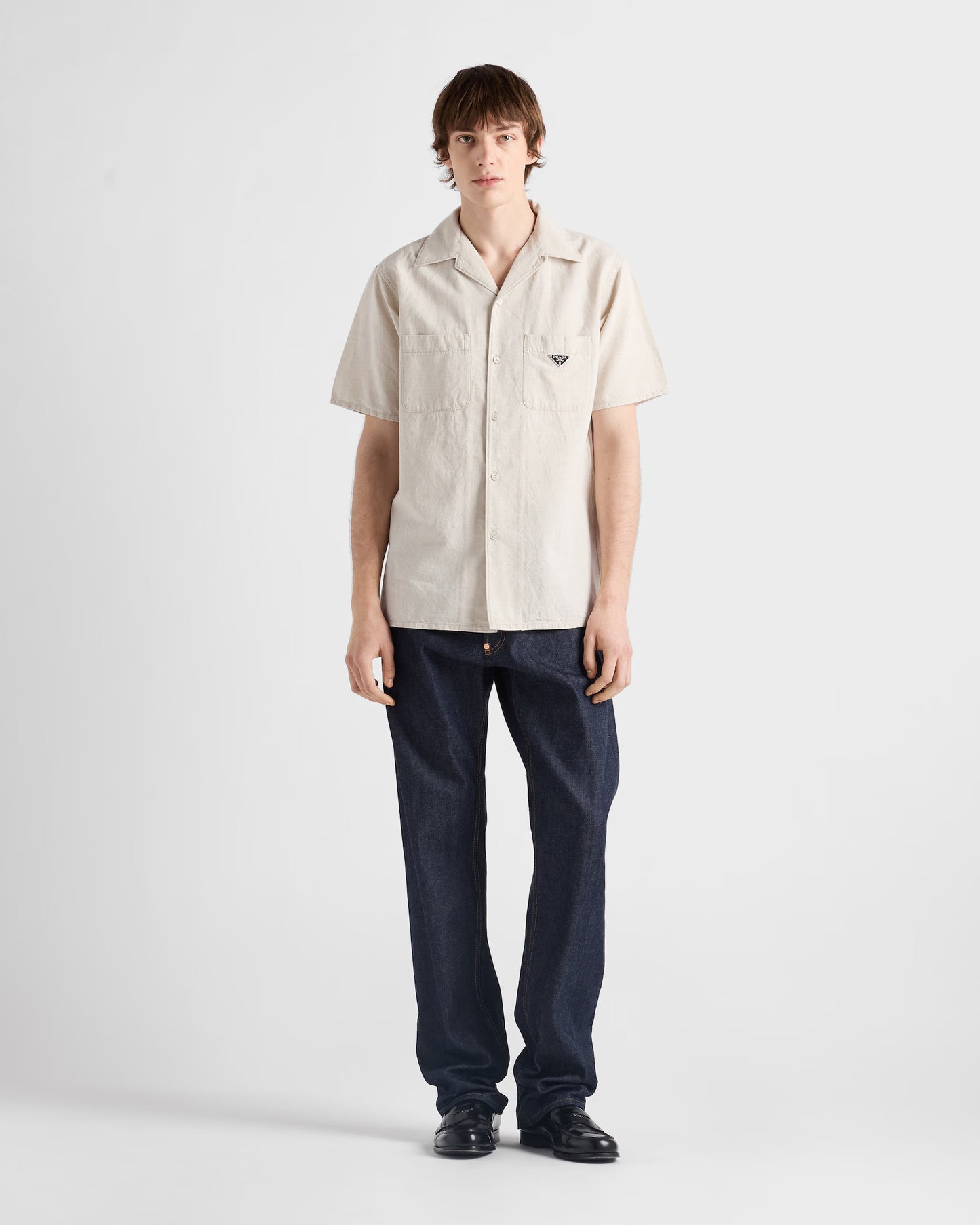 Prada - Chemise à manches courtes en chambray Naturel