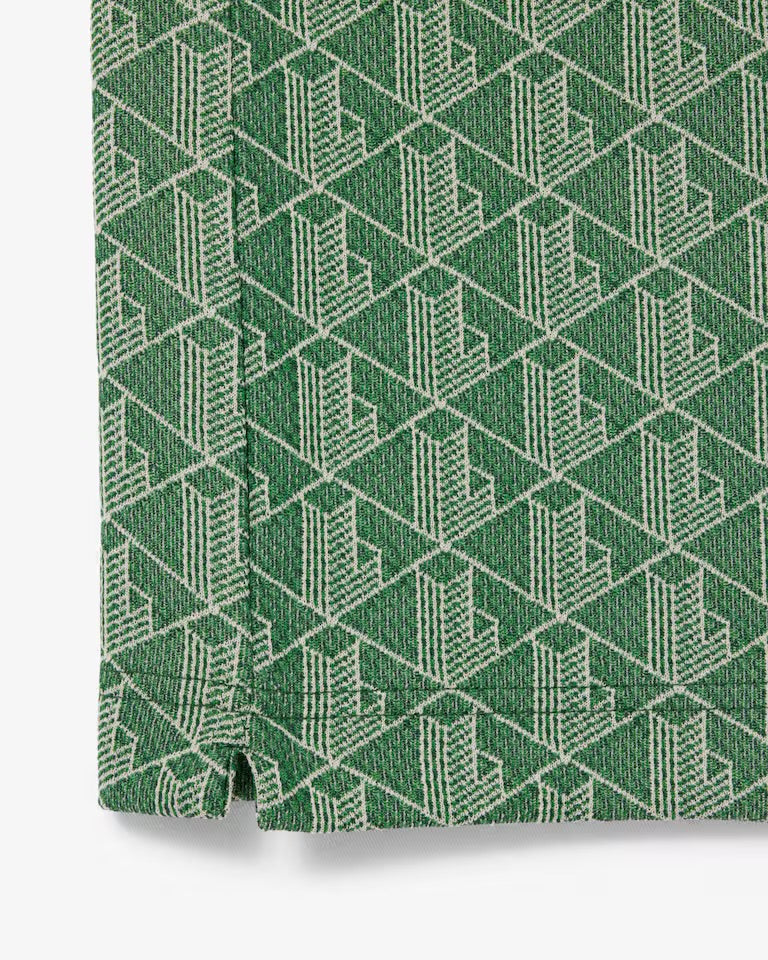 Lacoste - Polo classic fit jacquard monogramme Vert Beige
