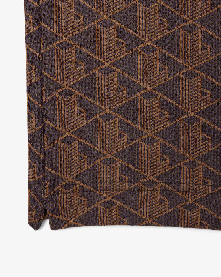 Lacoste - Polo classic fit jacquard monogramme Violet Marron