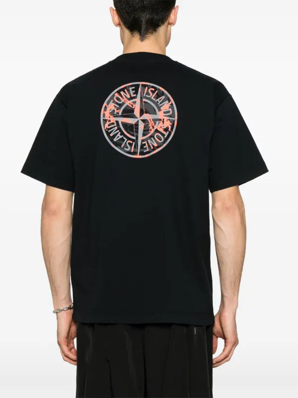 Stone Island - T-shirt à logo camouflage Noir