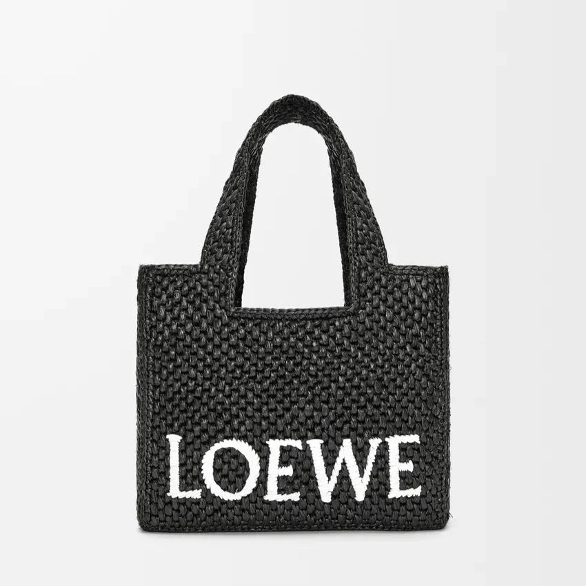 LOEWE - Petit Font Tote en raphia Noir