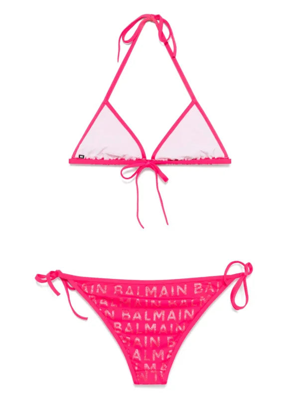 Balmain - Bikini à logo imprimé Rose