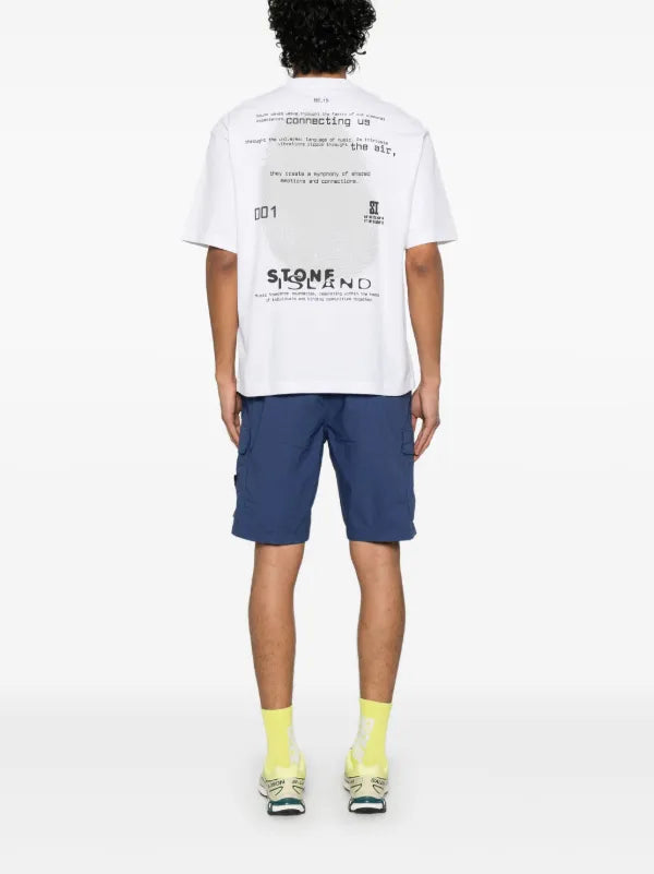 Stone Island - T-shirt logo print Blanc