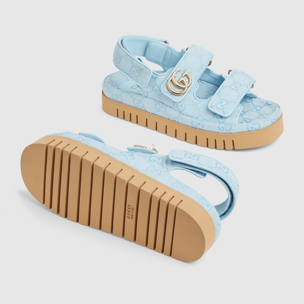 Gucci - Sandales avec Double G Bleu Clair