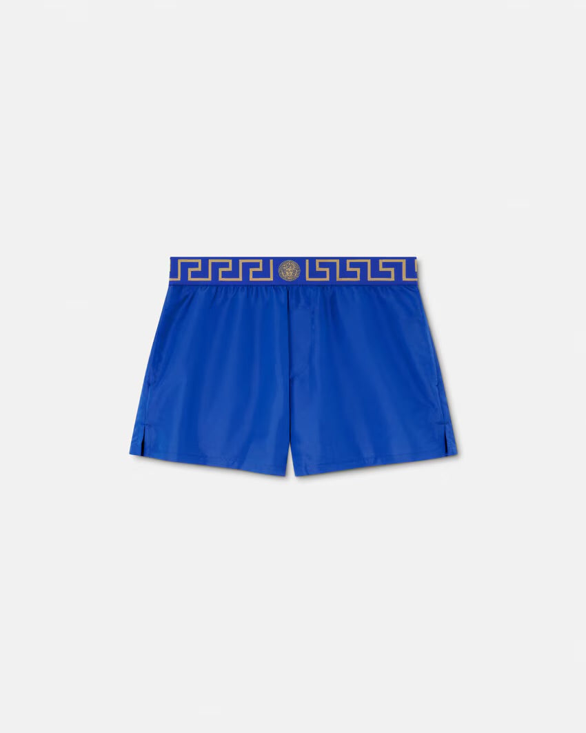 Versace - Short de bain à bordure Greca Bleu