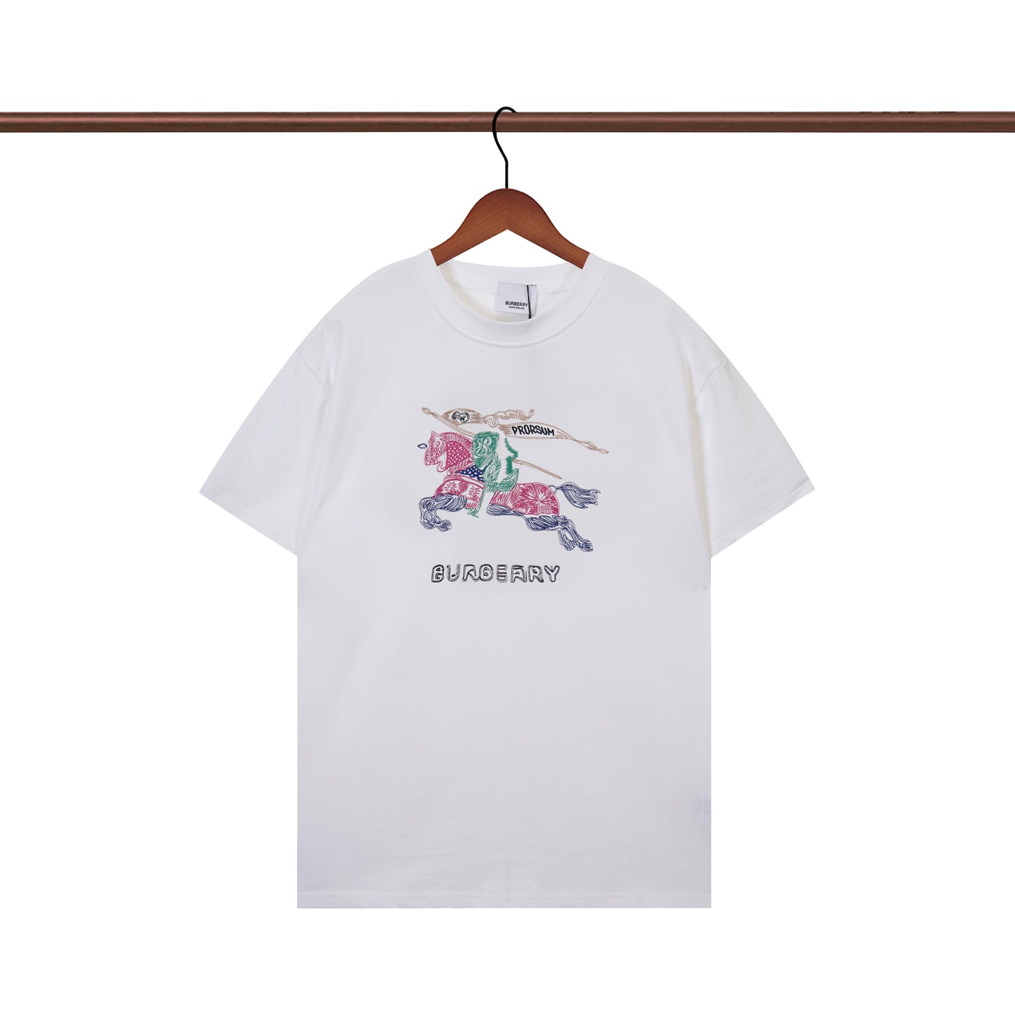 Burberry - T-shirt Burberry avec motif coloré de cavalier et logo - Blanc