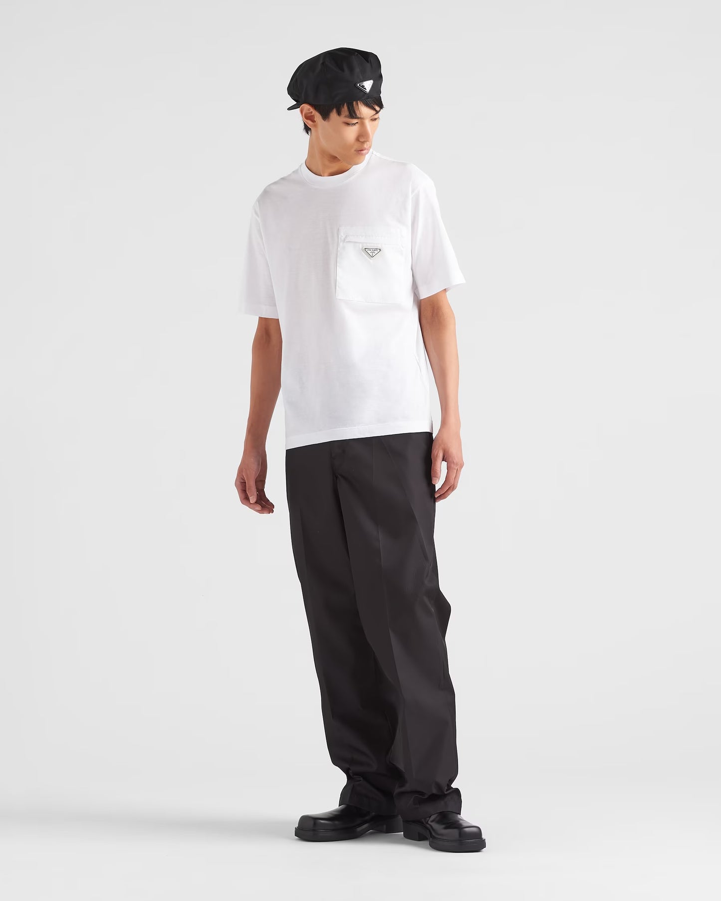 Prada - T-shirt en Re-Nylon et jersey Blanc