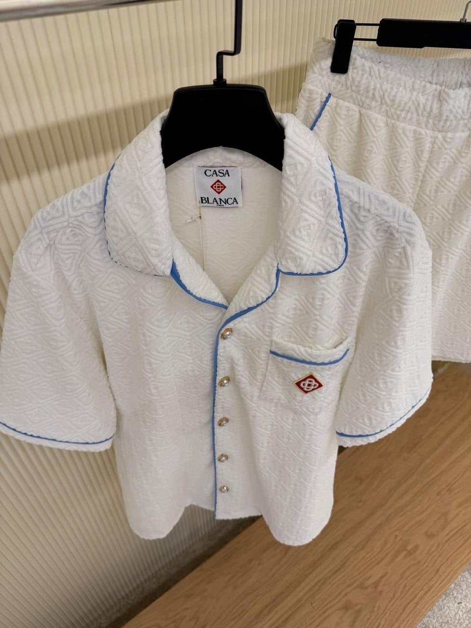 Casablanca - Ensemble Chemise + Short Bleu Marine/Vert/Blanc/Noir