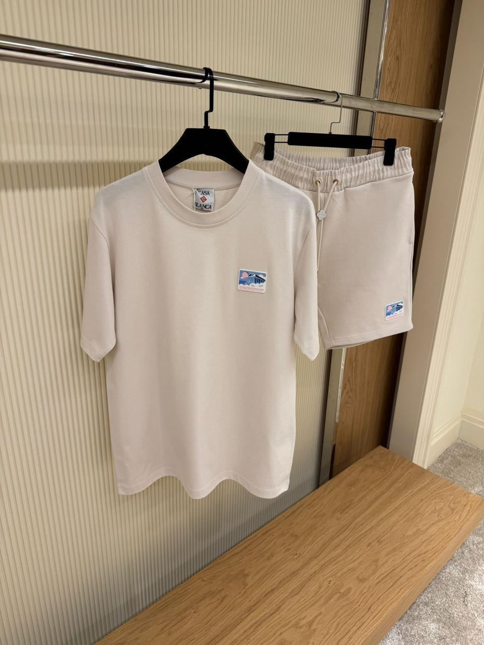 Casablanca - Ensemble T-shirt + Short avec logo Casa Bleu Marine/Noir/Blanc