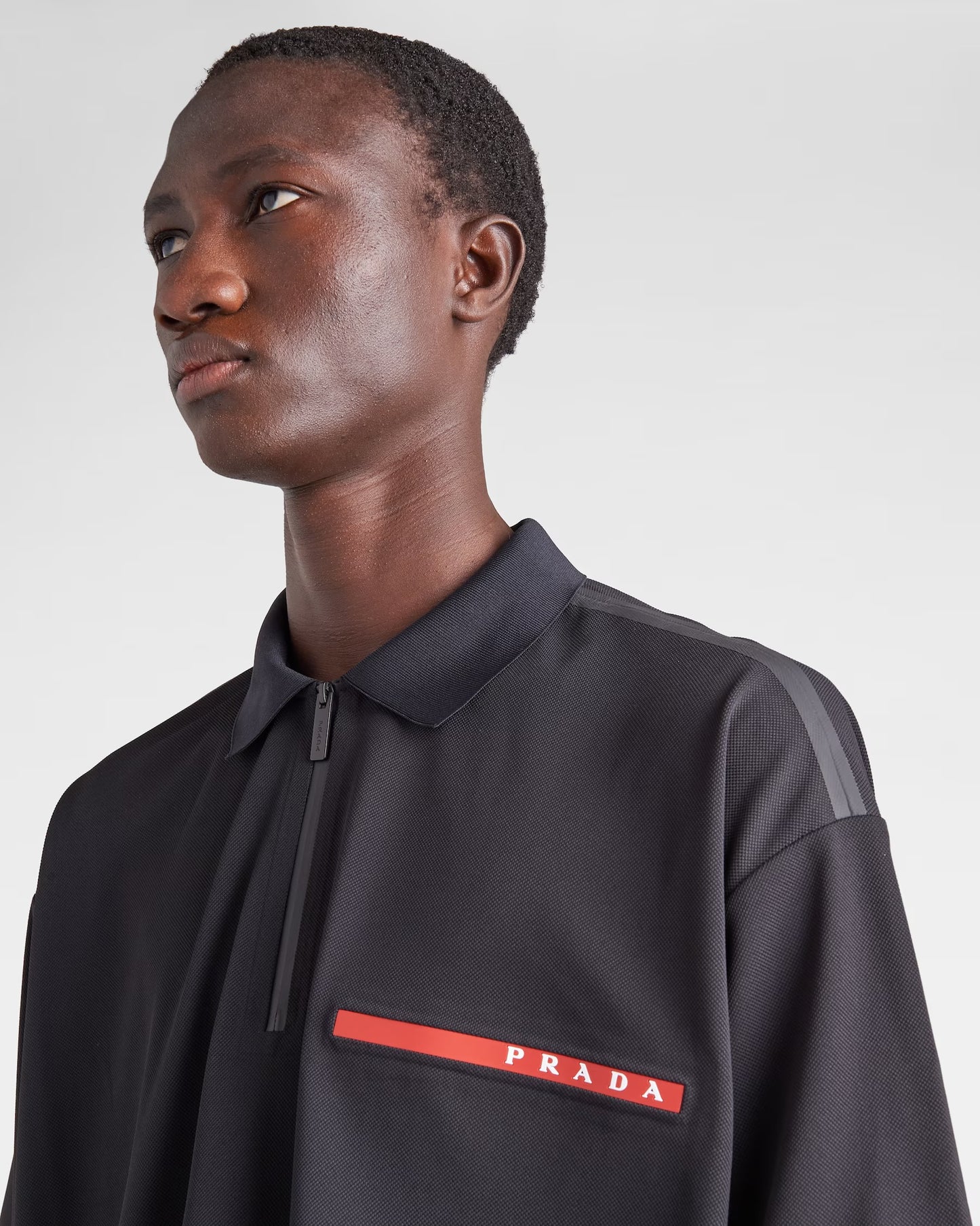 Prada - Polo en piqué de coton Noir