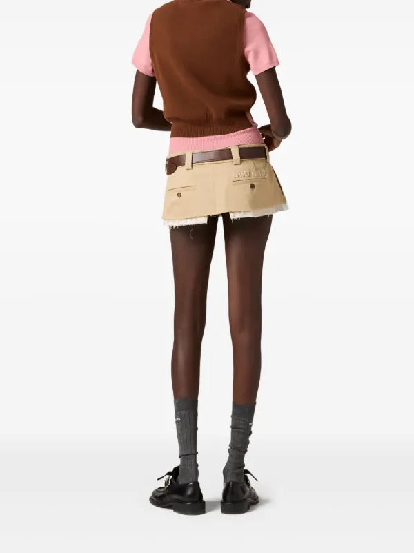 Miu Miu - Polo à logo en intarsia Marron