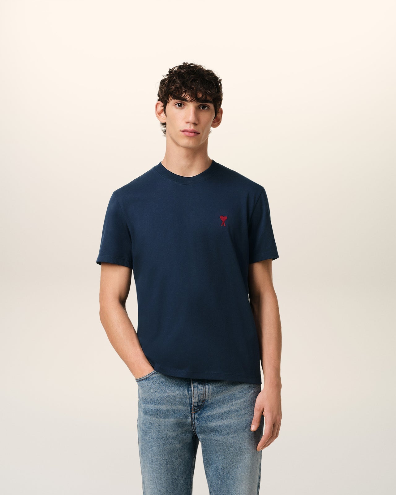 Ami - T-shirt Patch Ami De Cœur en coton Bleu Marine