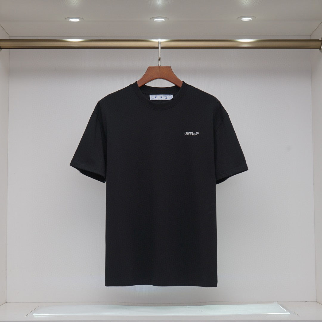 OFF-WHITE - T-shirt noir chic logo Off-White brodé, motif graphique Noir/Blanc