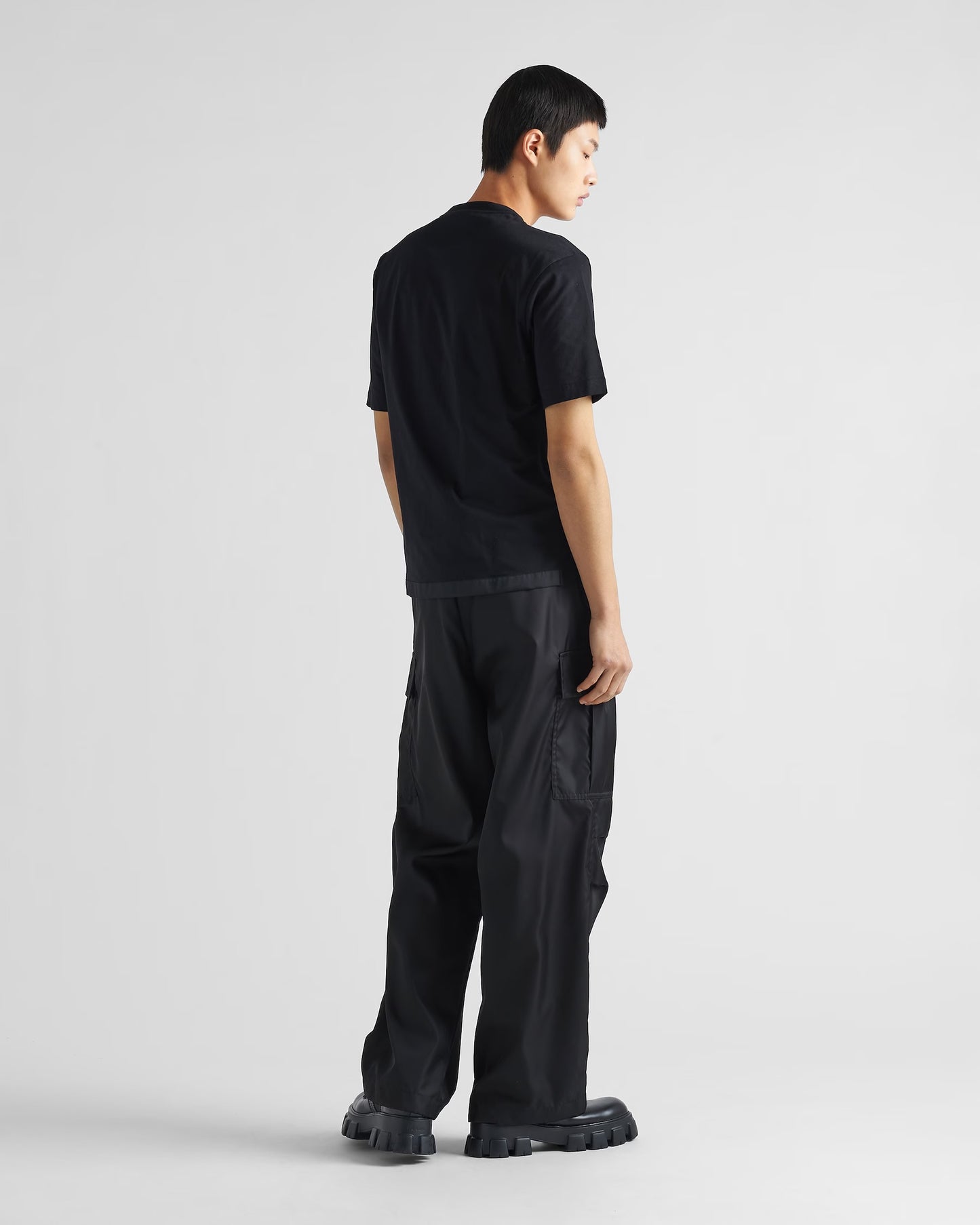 Prada - T-shirt en Re-Nylon et jersey Noir