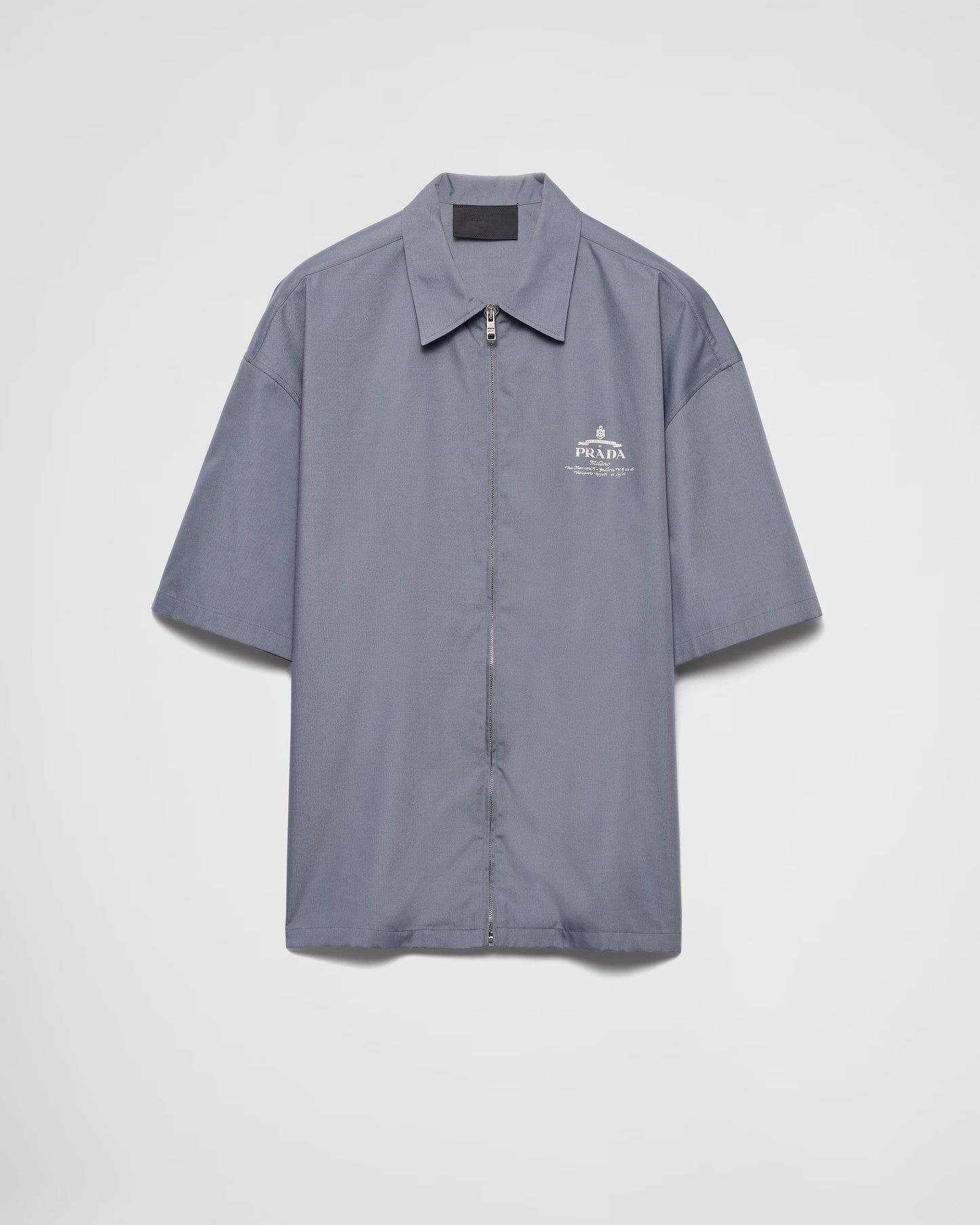 Prada - Chemise à manches courtes en coton technique Bleu Aviateur