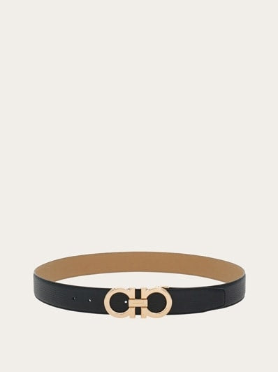 Ferragamo - Ceinture Réversible et Ajustable Gancini Beige / Noir