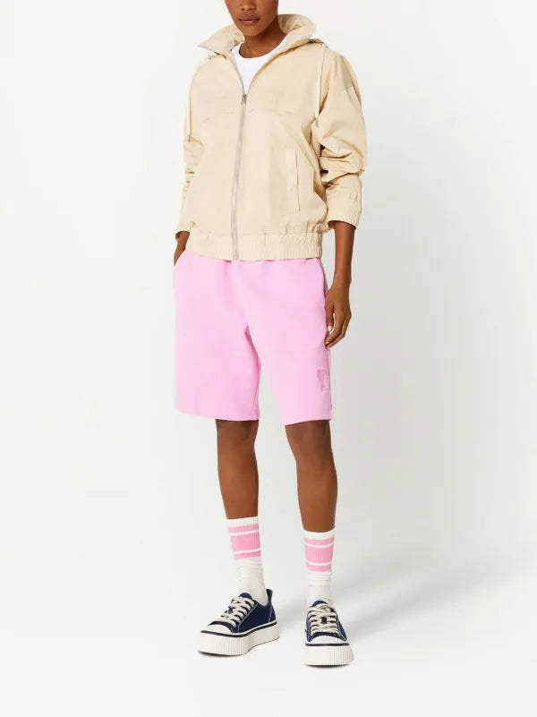 Ami - Short de sport à logo brodé Rose
