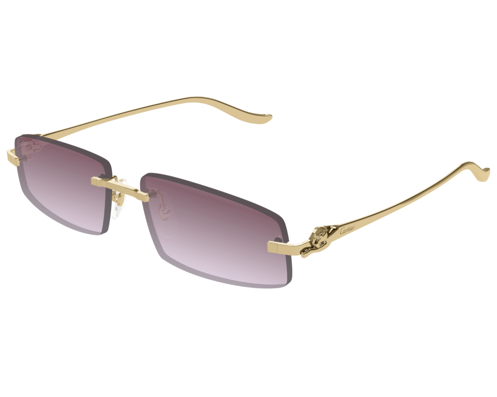 Cartier - Lunettes de Soleil Cartier Panthère Monture Doré Verres Violet