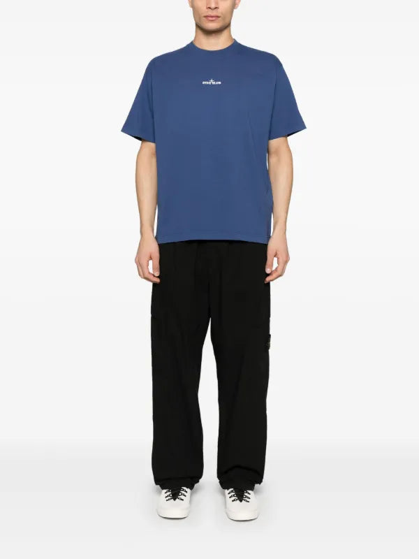 Stone Island - T-shirt à logo imprimé Bleu Océan