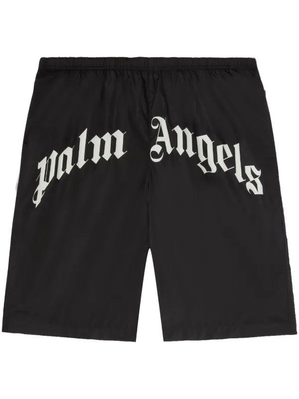 Palm Angels - Short de bain à logo incurvé Noir