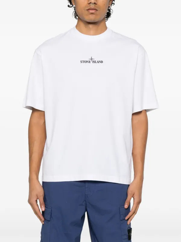 Stone Island - T-shirt logo print Blanc