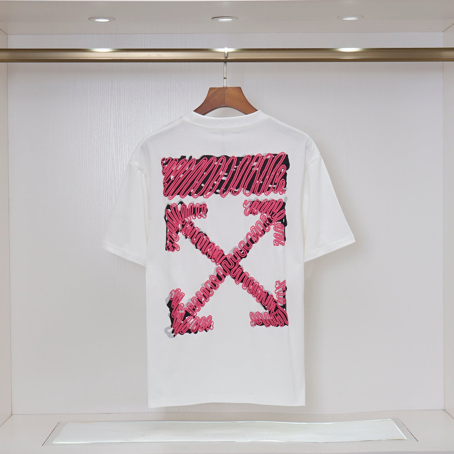 OFF-WHITE - T-shirt avec logo et design graphique rose au dos Blanc