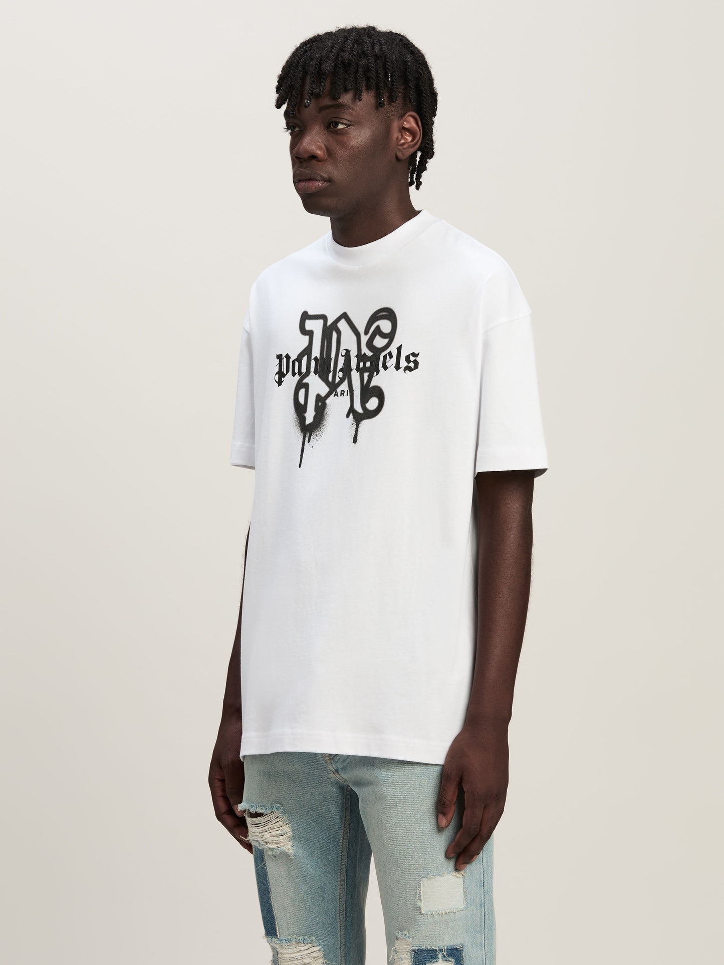 Palm Angels - T-shirt Monogram Spray City Paris Blanc