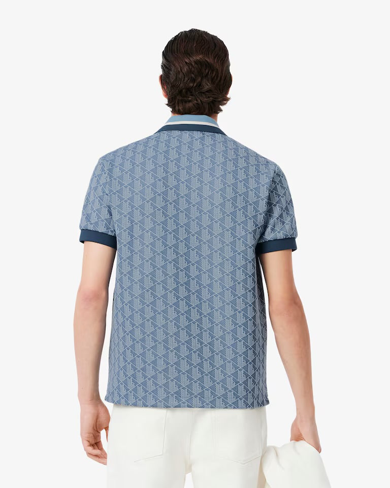 Lacoste - Polo classic fit jacquard monogramme Bleu