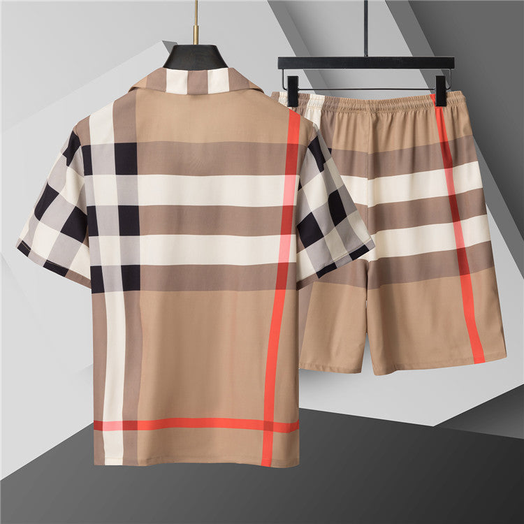 Burberry - Ensemble CHEMISE + SHORT à motifs à carreaux - Beige