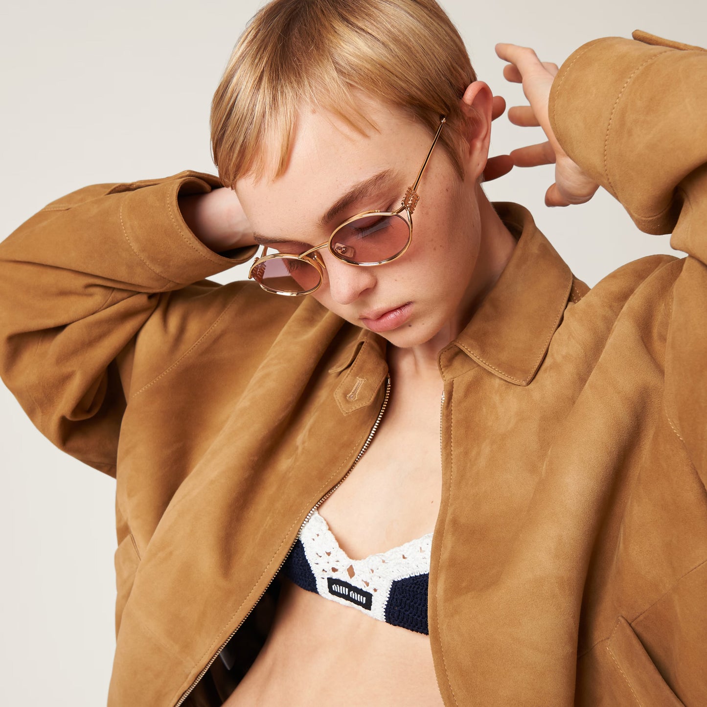 Miu Miu - Lunettes de soleil Logo Verres Ombrés Rose Bégonia