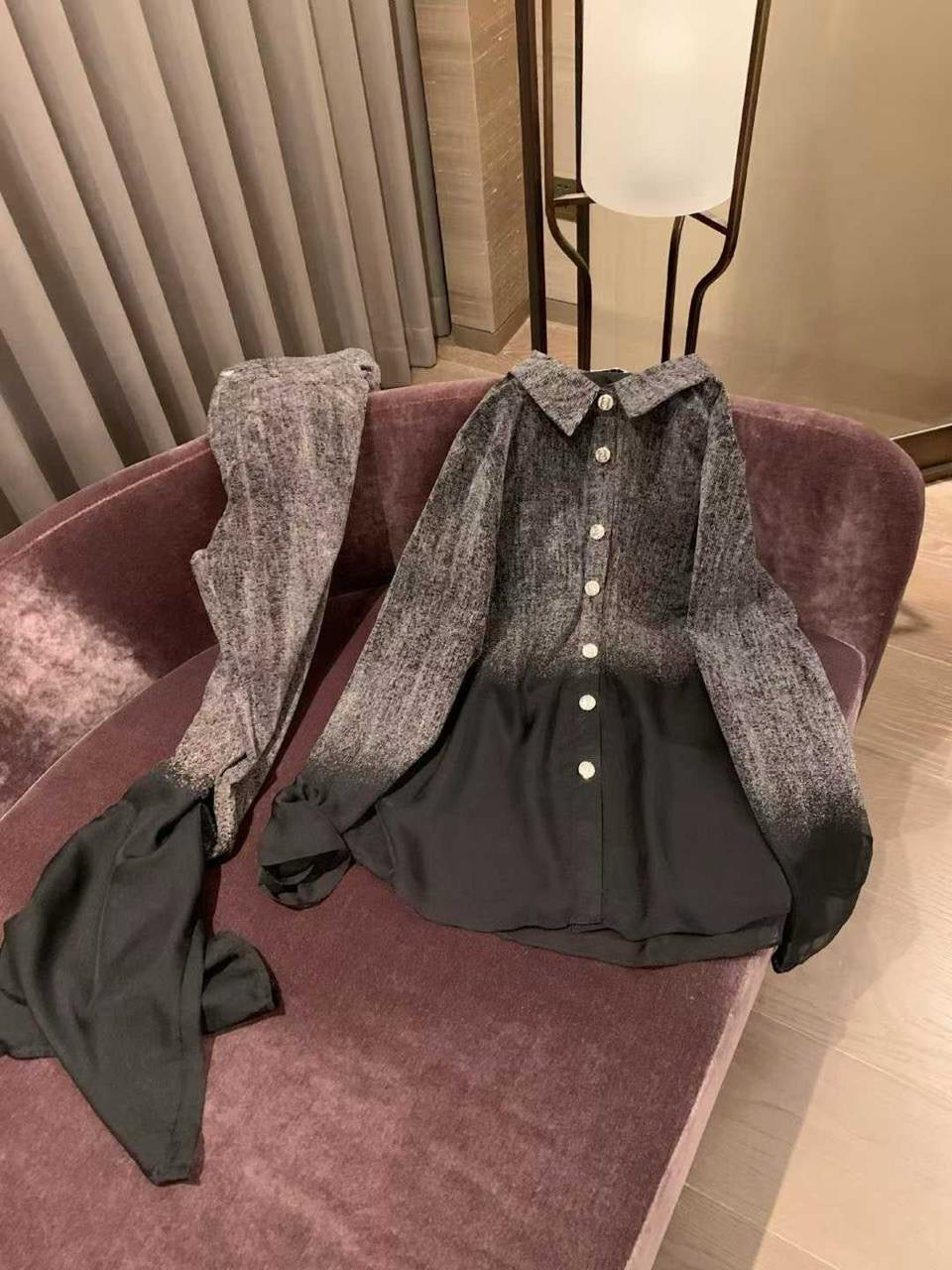 Chanel - Ensemble Haut & Bas Transparent Noir/Bleu