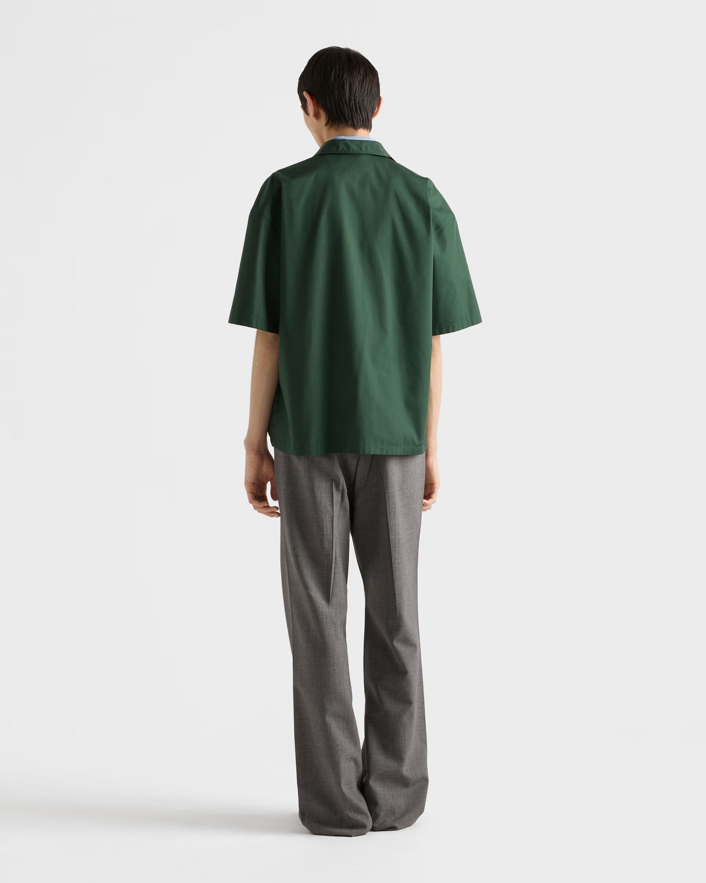 Prada - Chemise à manches courtes en coton technique Vert Billard