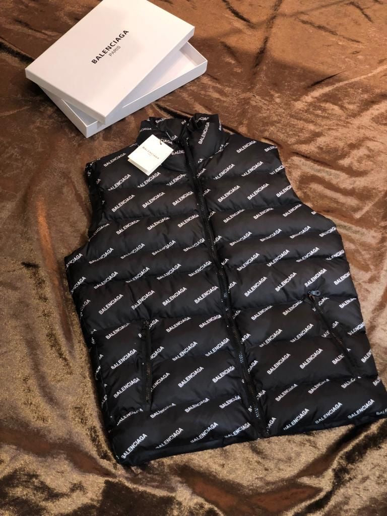 Balenciaga - Doudoune sans manche avec logo Noir/Blanc